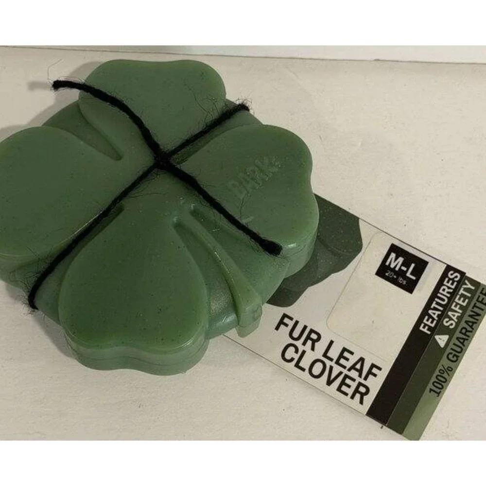 Bark Box Fur Leaf Clover Super Chewer Dog Toy New Size M L 20+ lbs